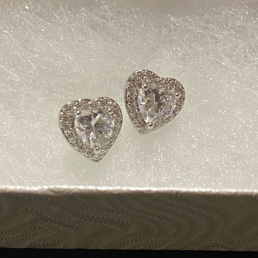 Sterling silver heart studs